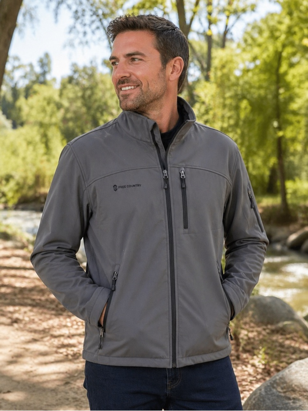 Free Country Mens Gray‎ Water Resistant Softshell Jacket XL